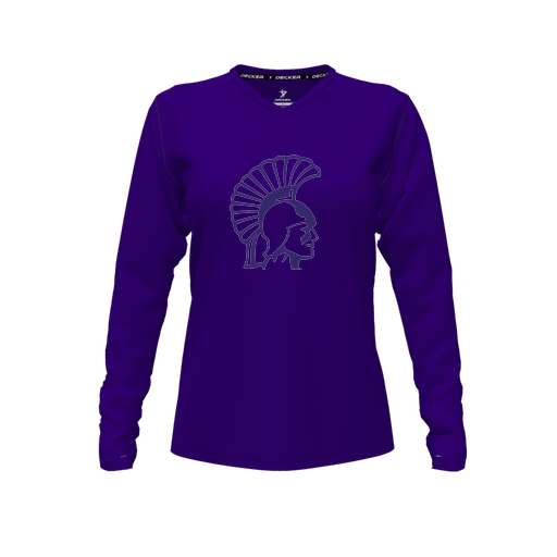 [FTLVCFPP-FYXS-LOGO1] Decker Comfort T-Shirt (Female Youth XS, Purple, V Neck, Logo 1, Long Sleeve)