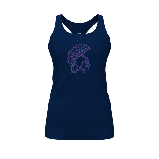 [FT0TRBNV-FYS-LOGO1] Decker Racerback Tank Top (Female Youth S, Navy, Logo 1)