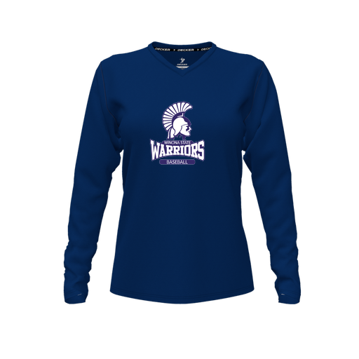 [CUS-DFW-TEES-PER-VNK-LSL-NVY-FYXS-LOGO2] Decker Performance T-Shirt (Female Youth XS, Navy, V Neck, Logo 2, Long Sleeve)